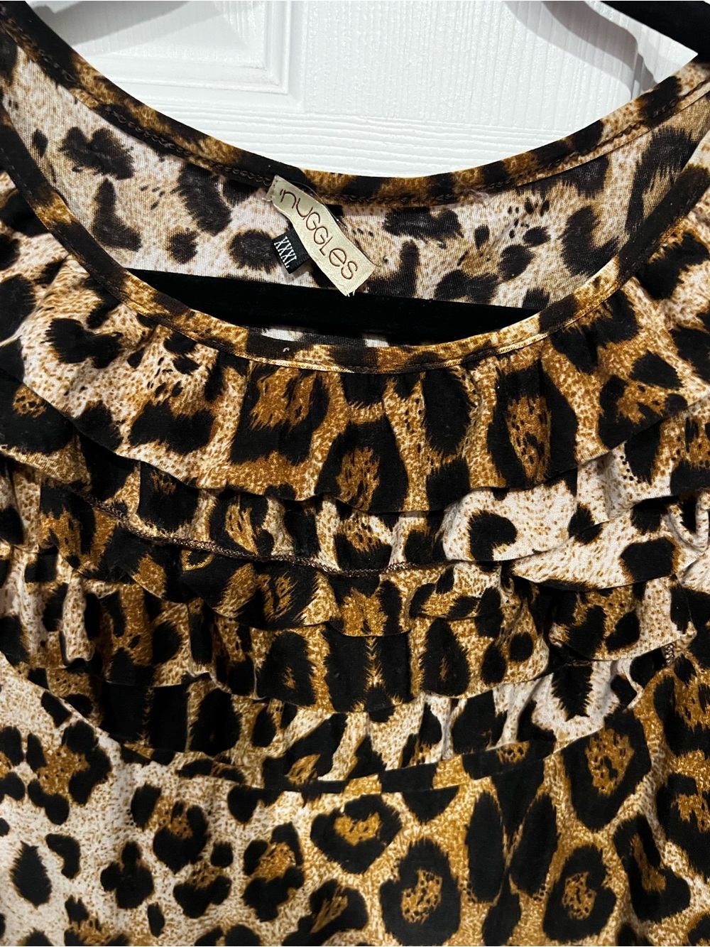 Leopard Print Ruffle Tunic - Brown - Picture 2 of 9